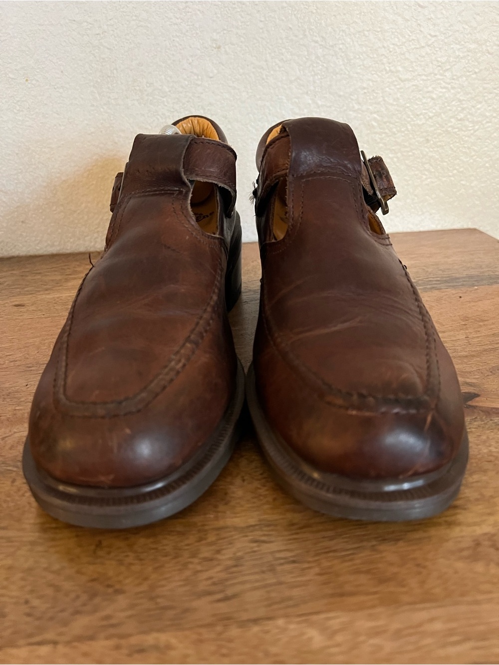 Dr. Marten T-Strap Brown Leather Platform Loafers Shoes Size EUR 8 US Women's 10 - Picture 3 of 13